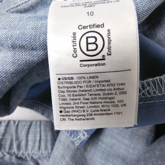 Athleta Blue Linen Blend Drawstring Zip Pocket Jogger Pants Women Size 10‎ - Picture 10 of 12